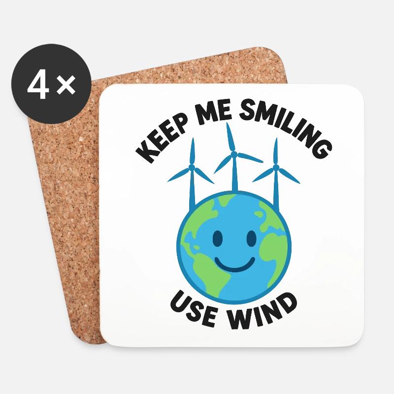 Keep Me Smiling – Use Wind Power - Coasters (set of 4) - white