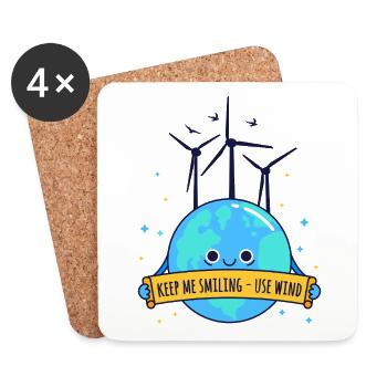 Keep Me Smiling – Use Wind Power - Coasters (set of 4) - white - Front
