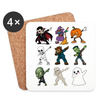 Funny Halloween Characters Dabbing - Coasters (set of 4) - white - Front