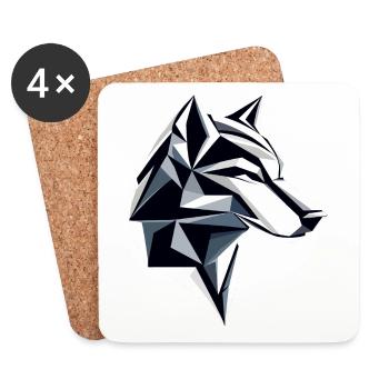 Wolf I Low Poly Art Logo Design - Untersetzer (4er-Set) - Weiß - Vorne