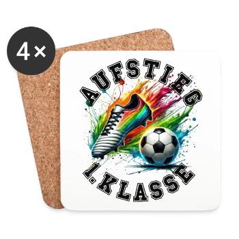 Fußball Schulstart Geschenk Erstklässler Junge - Untersetzer (4er-Set) - Weiß - Vorne