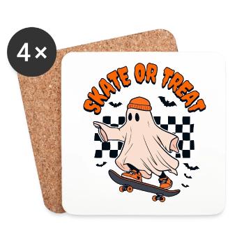 Patinez ou traitez Ghost Halloween - Dessous de verre (lot de 4) - blanc - Devant