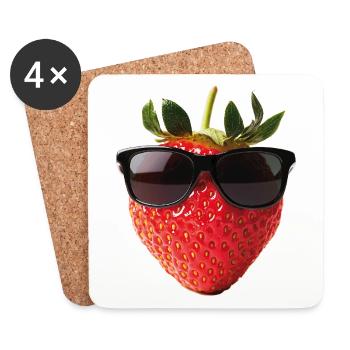 Strawberry Sunglasses Cool - Coasters (set of 4) - white - Front