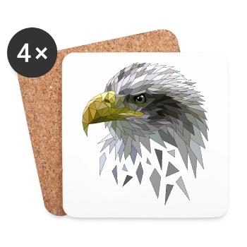 Seeadler Adler Low poly Polygone geometrisch - Untersetzer (4er-Set) - Weiß - Vorne