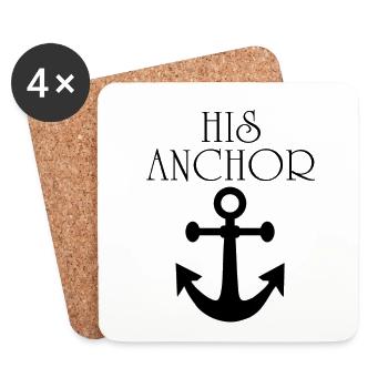 Her Captain His Anchor | Couple Matching Honeymoon - Coasters (set of 4) - white - Front