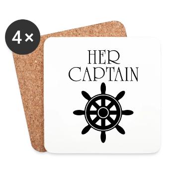 Her Captain His Anchor | Couple Matching Honeymoon - Coasters (set of 4) - white - Front