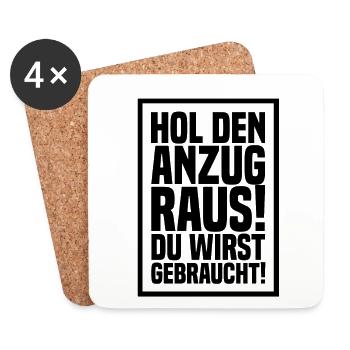 Hol den Anzug raus Trauzeuge Bräutigam Hochzeit - Untersetzer (4er-Set) - Weiß - Vorne