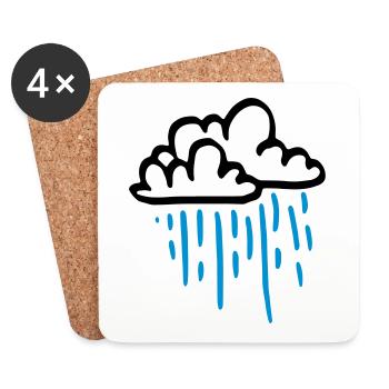Zwei Regenwolken bunt / two rain clouds - Regen - Untersetzer (4er-Set) - Weiß - Vorne