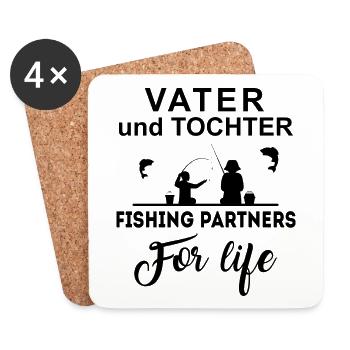 Angeln Vater und Tochter - Untersetzer (4er-Set) - Weiß - Vorne