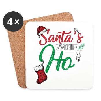 Weihnachtsmuetze, Ugly Christmas, Santa, Urbaninme - Untersetzer (4er-Set) - Weiß - Vorne