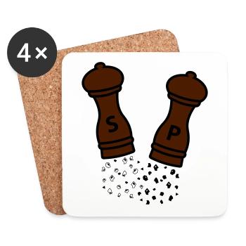Salt & pepper / wooden spice mills / gift idea - Coasters (set of 4) - white - Front