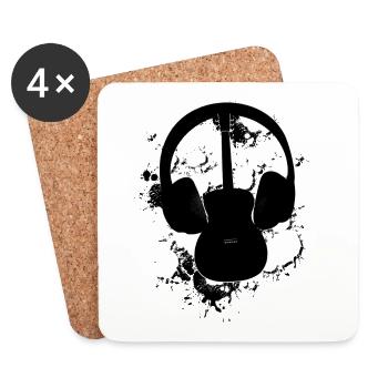 Headphones Guitar - Coasters (set of 4) - white - Front
