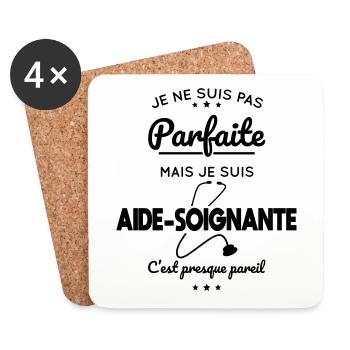 Pas parfaite mais je suis aide-soignante - Dessous de verre (lot de 4) - blanc - Devant