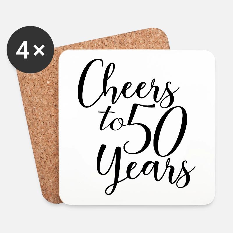Cheers To 50 Years - Geburtstags- oder Jubiläumsgeschenk - Untersetzer (4er-Set) - Weiß