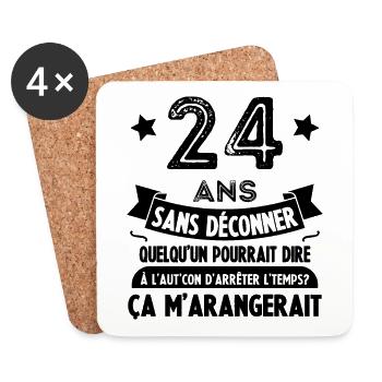 24 Ans anniversaire 24 anniversaire cadeau 24 ans - Dessous de verre (lot de 4) - blanc - Devant