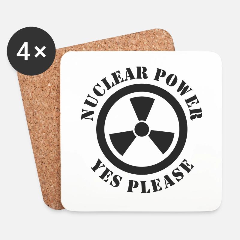 Atomkraft, Ja bitte, Kernenergie - Untersetzer (4er-Set) - Weiß