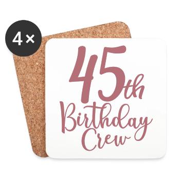 45th Birthday Crew B-day Party Squad 45 Jahre alt - Untersetzer (4er-Set) - Weiß - Vorne