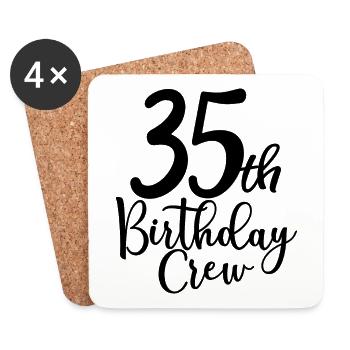35th Birthday Crew B-day Party Squad 35 ans - Dessous de verre (lot de 4) - blanc - Devant