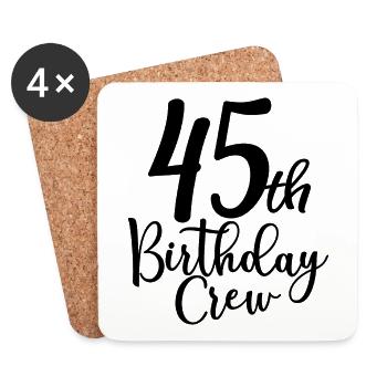 45th Birthday Crew B-day Party Squad 45 Jahre alt - Untersetzer (4er-Set) - Weiß - Vorne