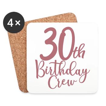 30th Birthday Crew B-day Party Squad 30 ans - Dessous de verre (lot de 4) - blanc - Devant
