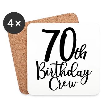 70th Birthday Crew B-day Party Squad 70 Jahre alt - Untersetzer (4er-Set) - Weiß - Vorne
