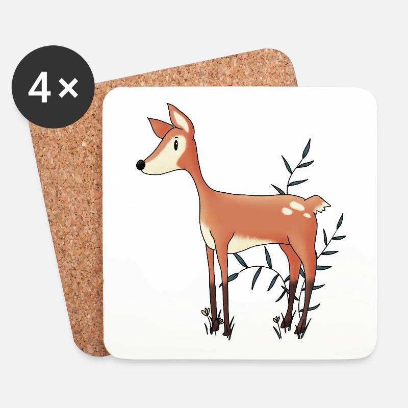 Reh Rita - Untersetzer (4er-Set) - Weiß