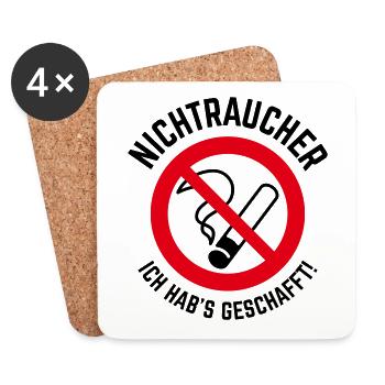 Nichtraucher – Ich Hab’s Geschafft! (2C) - Untersetzer (4er-Set) - Weiß - Vorne