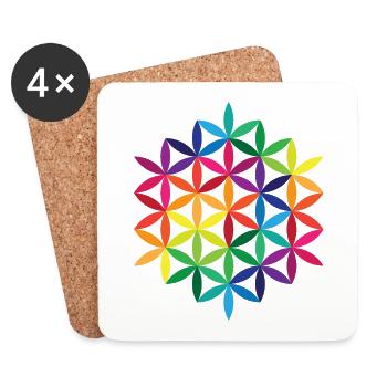 Rainbow Flower of Life 2 - Coasters (set of 4) - white - Front