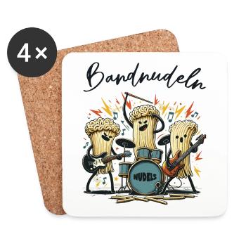 Nudel Pasta Bandnudeln Musik Musikband Wortspiel - Untersetzer (4er-Set) - Weiß - Vorne