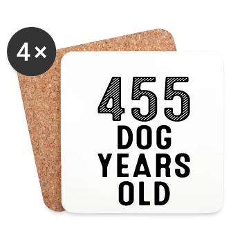 455 Chien Ans 65e Anniversaire - Dessous de verre (lot de 4) - blanc - Devant