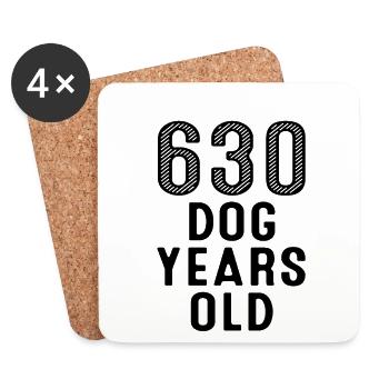 630 Dog Years Old 90th Birthday - Coasters (set of 4) - white - Front