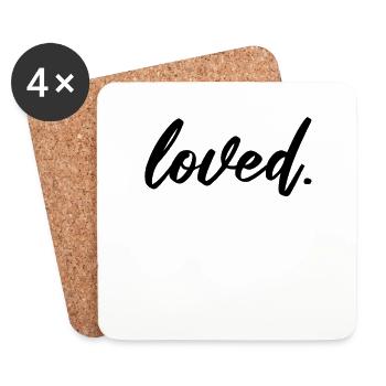 Loved Liebe Valentinstag - Untersetzer (4er-Set) - Weiß - Vorne