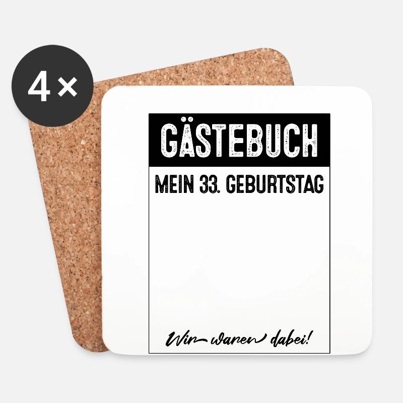 33 Jahre Gästebuch 33. Geburtstag - Untersetzer (4er-Set) - Weiß