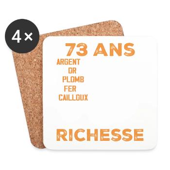 73 Ans Cadeau D'anniversaire Drôle Cadeau 73 ans - Dessous de verre (lot de 4) - blanc - Devant