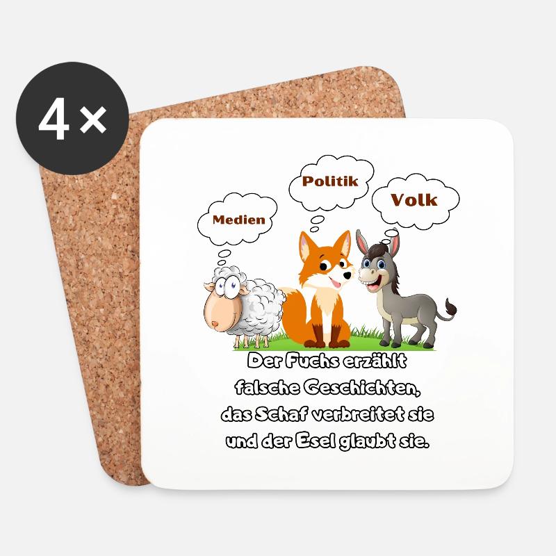 Schaf Esel Fuchs - Untersetzer (4er-Set) - Weiß