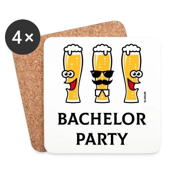 Enterrement de vie de garçon (enterrement de vie de garçon / verres à bière / 3C) - Dessous de verre (lot de 4) - blanc - Devant