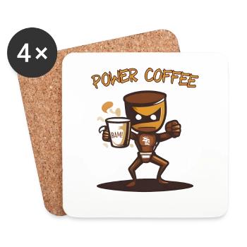 Power Coffee - Untersetzer (4er-Set) - Weiß - Vorne