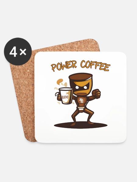 Power Coffee - Coasters (set of 4) - white
