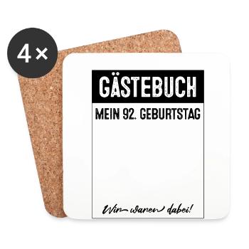 Gästebuch 92 Jahre 92. Geburtstag - Untersetzer (4er-Set) - Weiß - Vorne