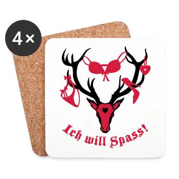 Deer with prey - I want fun! 2c - Coasters (set of 4) - white - Front
