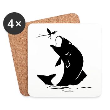 Fly fishing fish in insect gift - Coasters (set of 4) - white - Front