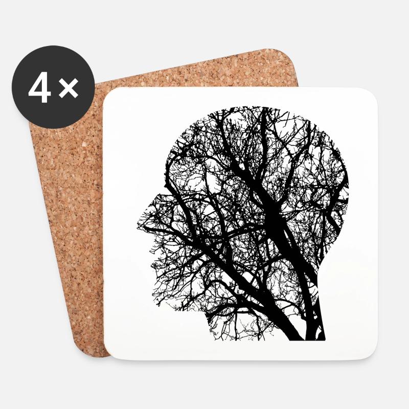 Illustration thinking - Coasters (set of 4) - white