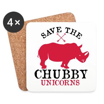 Save the Chubby Unicorns - Untersetzer (4er-Set) - Weiß - Vorne