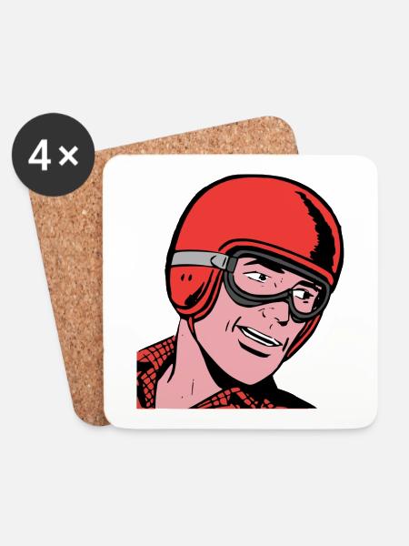 Cool motorcyclist - Coasters (set of 4) - white