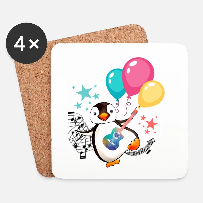 Pinguin mit Luftballons - Untersetzer (4er-Set) - Weiß