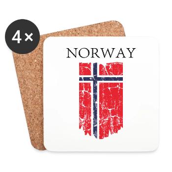 Norvège Norvège drapeau vintage - Dessous de verre (lot de 4) - blanc - Devant