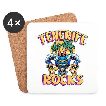 Teneriffa Sommer Sonne Strand Palmen Totenkopf - Untersetzer (4er-Set) - Weiß - Vorne