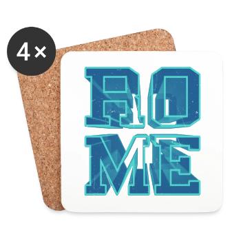 Rome Rome Italy City 3D Font Skyline Home - Coasters (set of 4) - white - Front