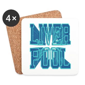 Liverpool Angleterre UK City Police 3D Skyline - Dessous de verre (lot de 4) - blanc - Devant