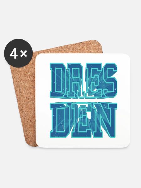 Dresden Germany City 3D Font Skyline - Coasters (set of 4) - white